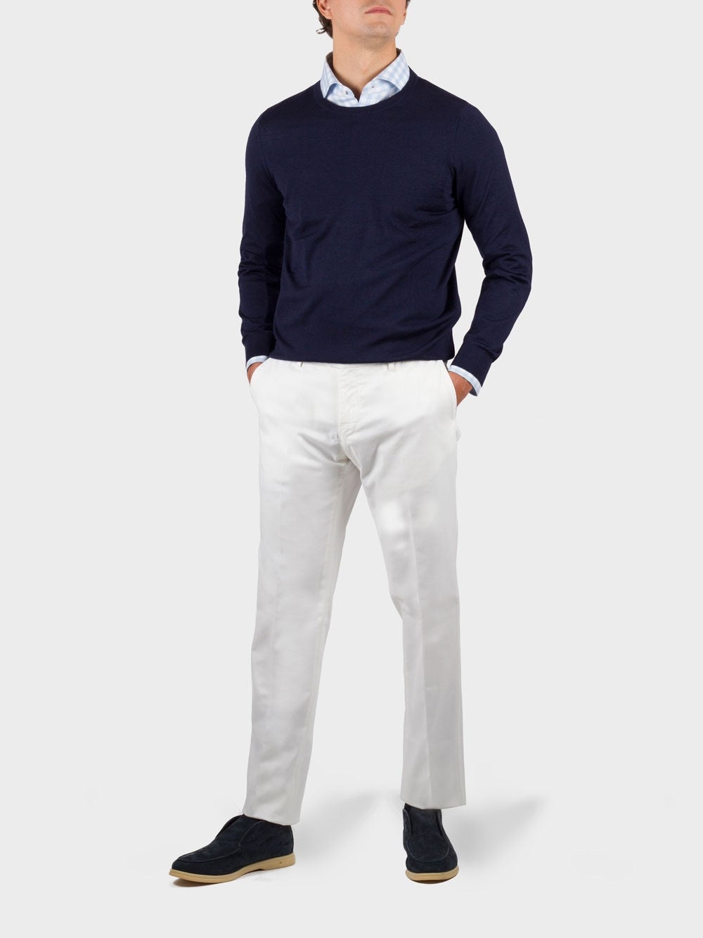 Cashmere and Silk Sweater - Round Neck