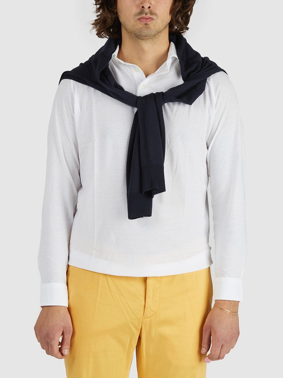 Long-sleeved polo shirt in cotton jersey