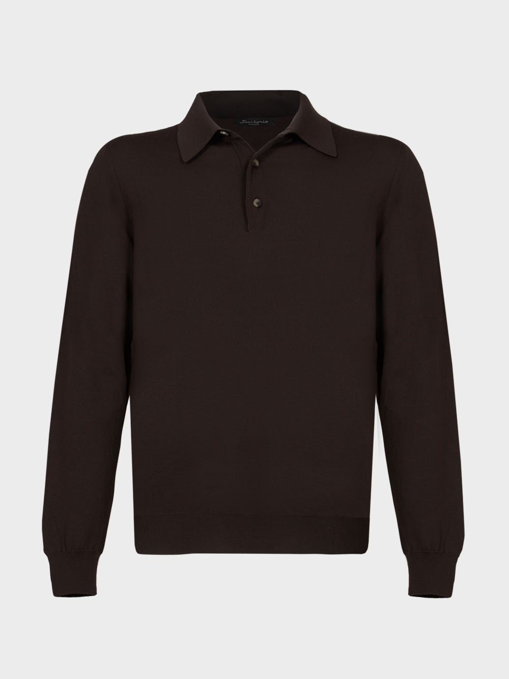 Long-sleeved polo shirt in wool knit
