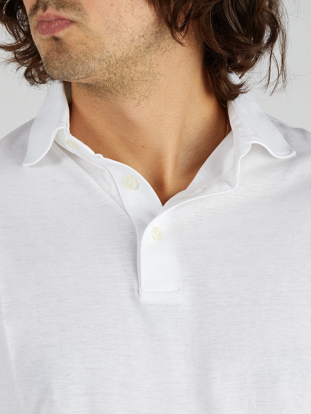 Long-sleeved polo shirt in cotton jersey
