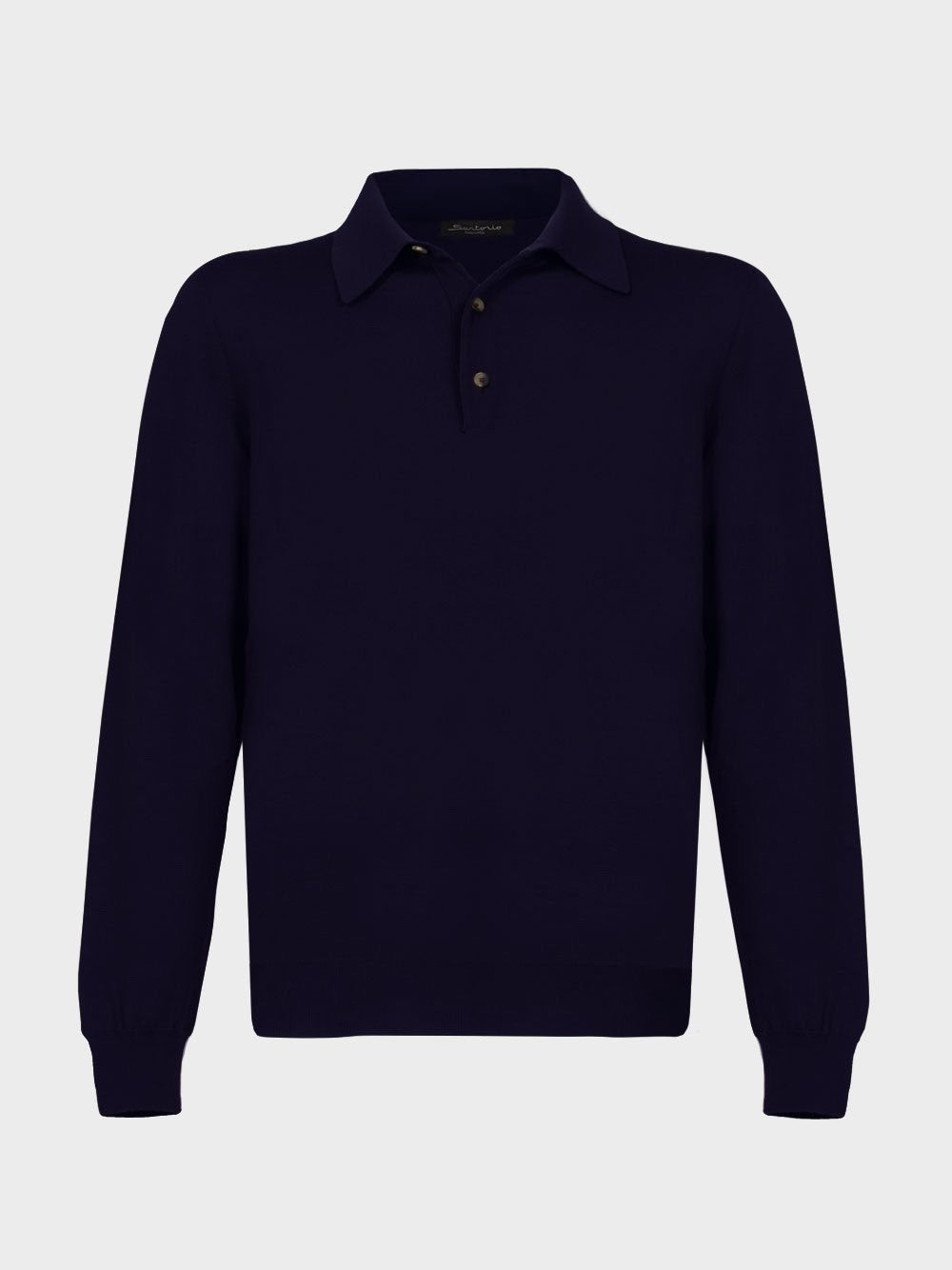 Long-sleeved polo shirt in wool knit
