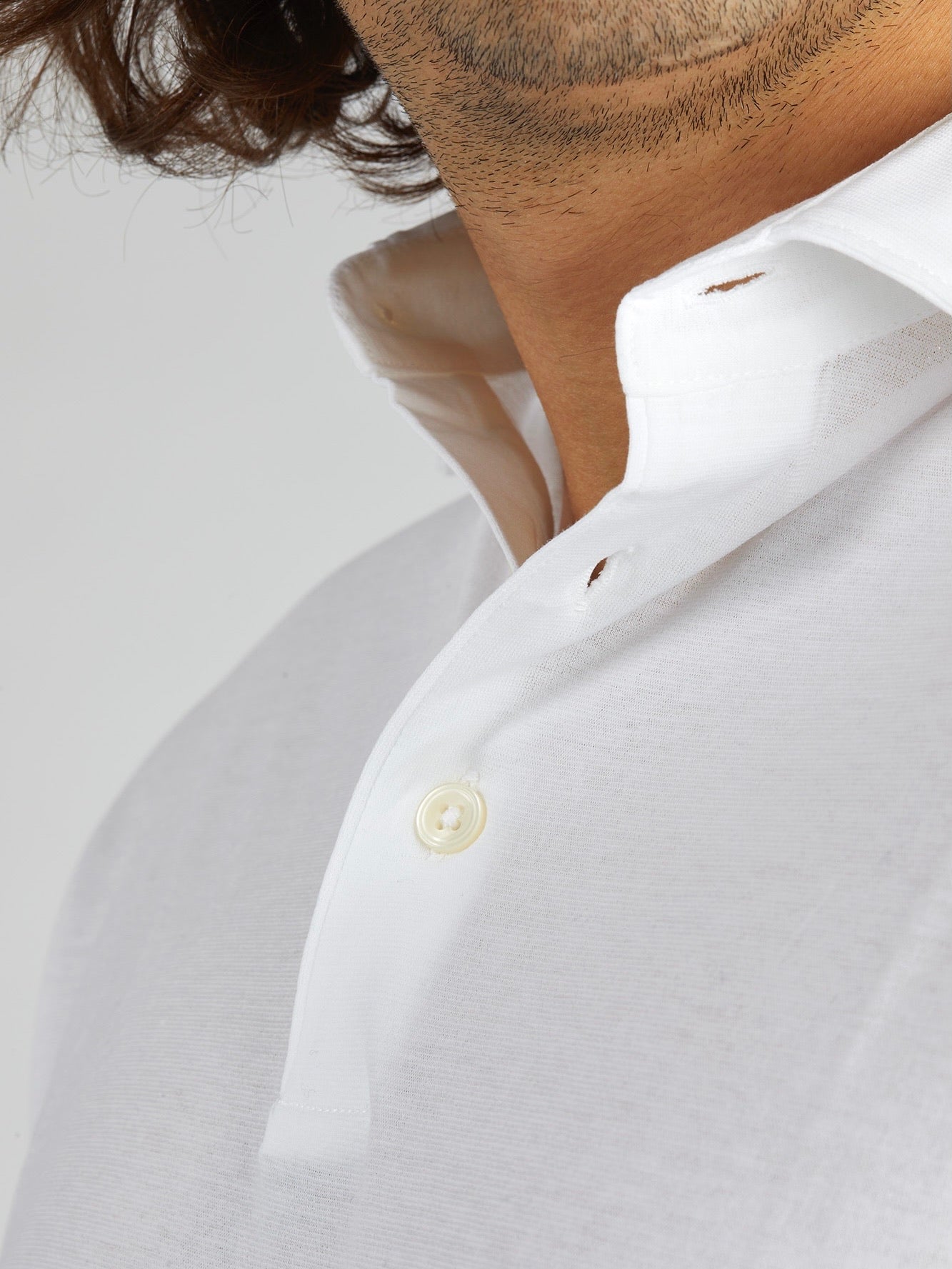 Long-sleeved polo shirt in cotton jersey