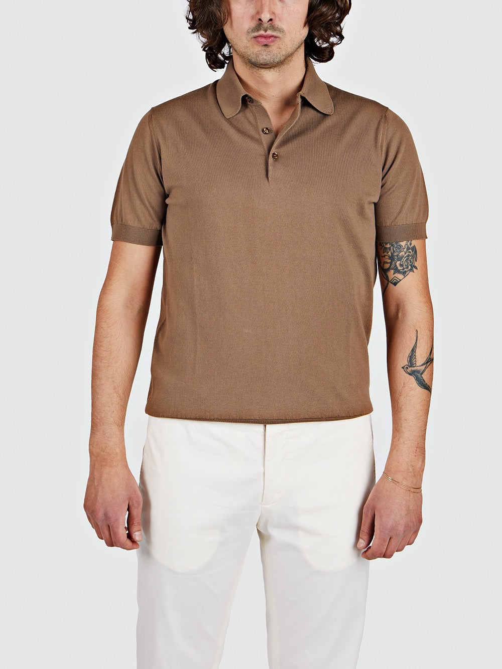 Tailored polo shirt in cotton knit