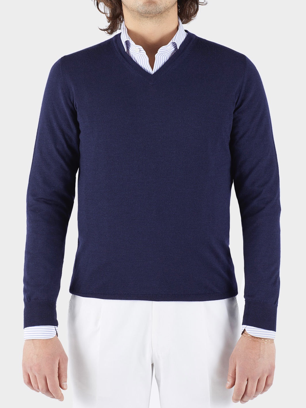 Long-sleeved polo shirt in wool knit